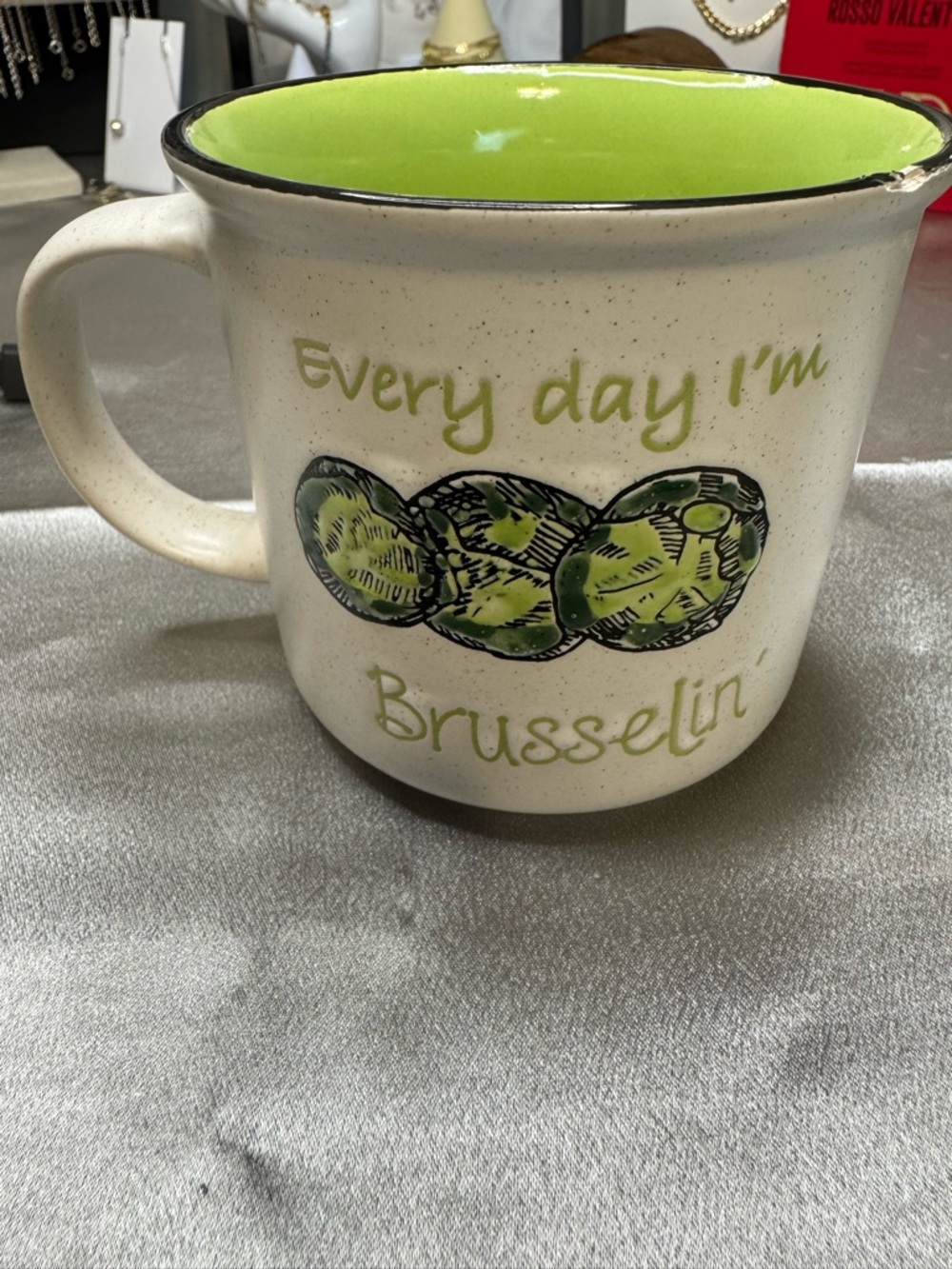Every Day I'm Brusselin Ceramic Mug - Green Interior